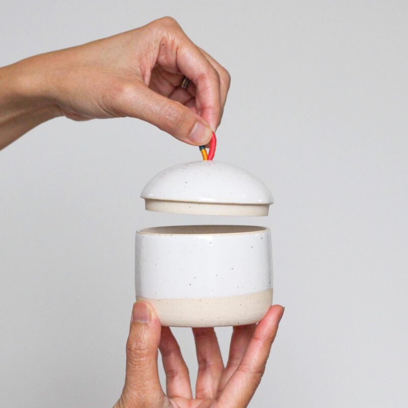 Ceramic Jar with Hand-Wrapped Cord Handle - Image 10