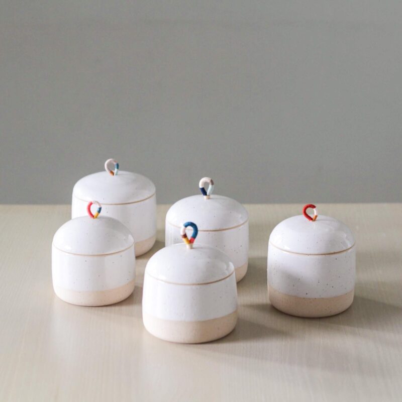 Ceramic Jar with Hand-Wrapped Cord Handle - Image 9